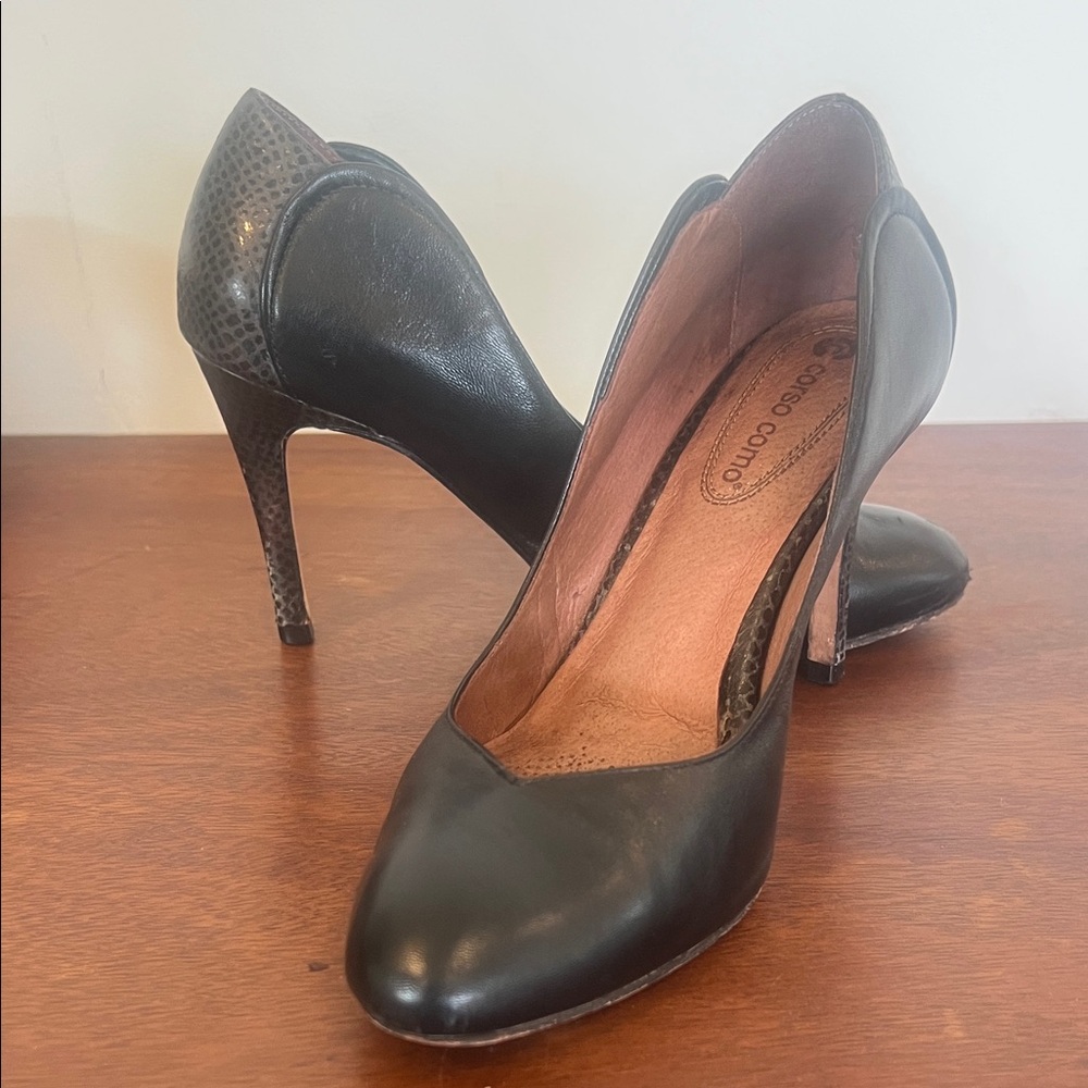 Corso Como Darci Black Leather Heels 7.5
